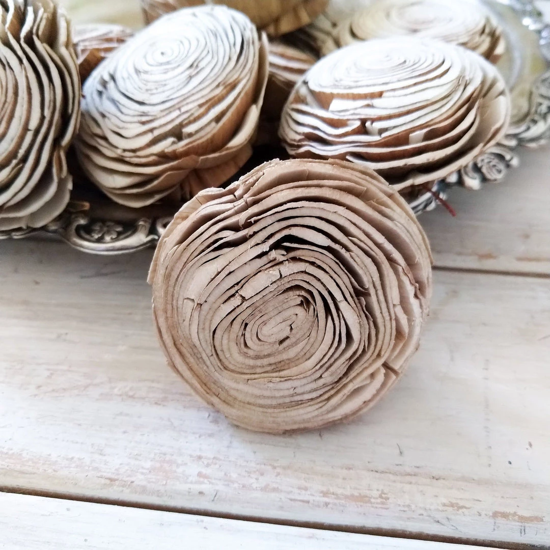 Oh! You're Lovely Bark Wonderland - Set Of 12 - 2.5 Inches Sola Wood Flower Sets